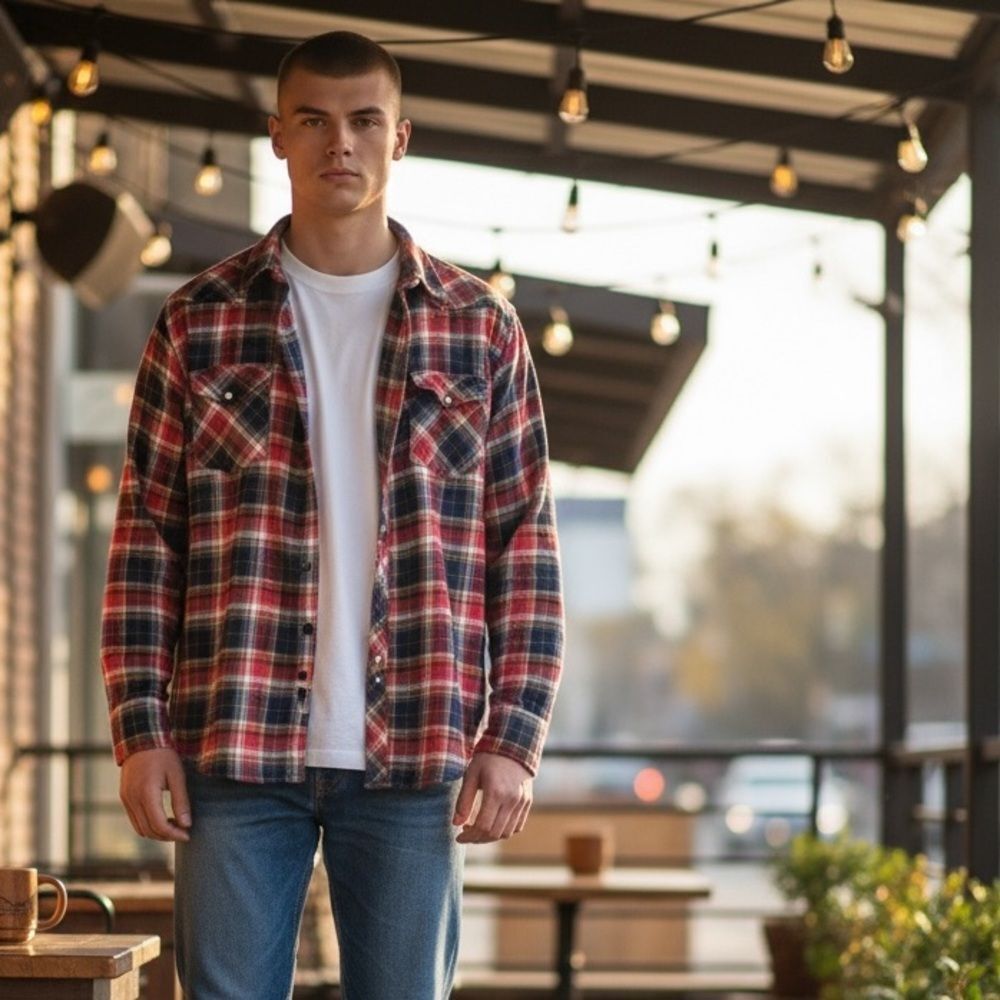 Wrangler snap button plaid shirt XXL